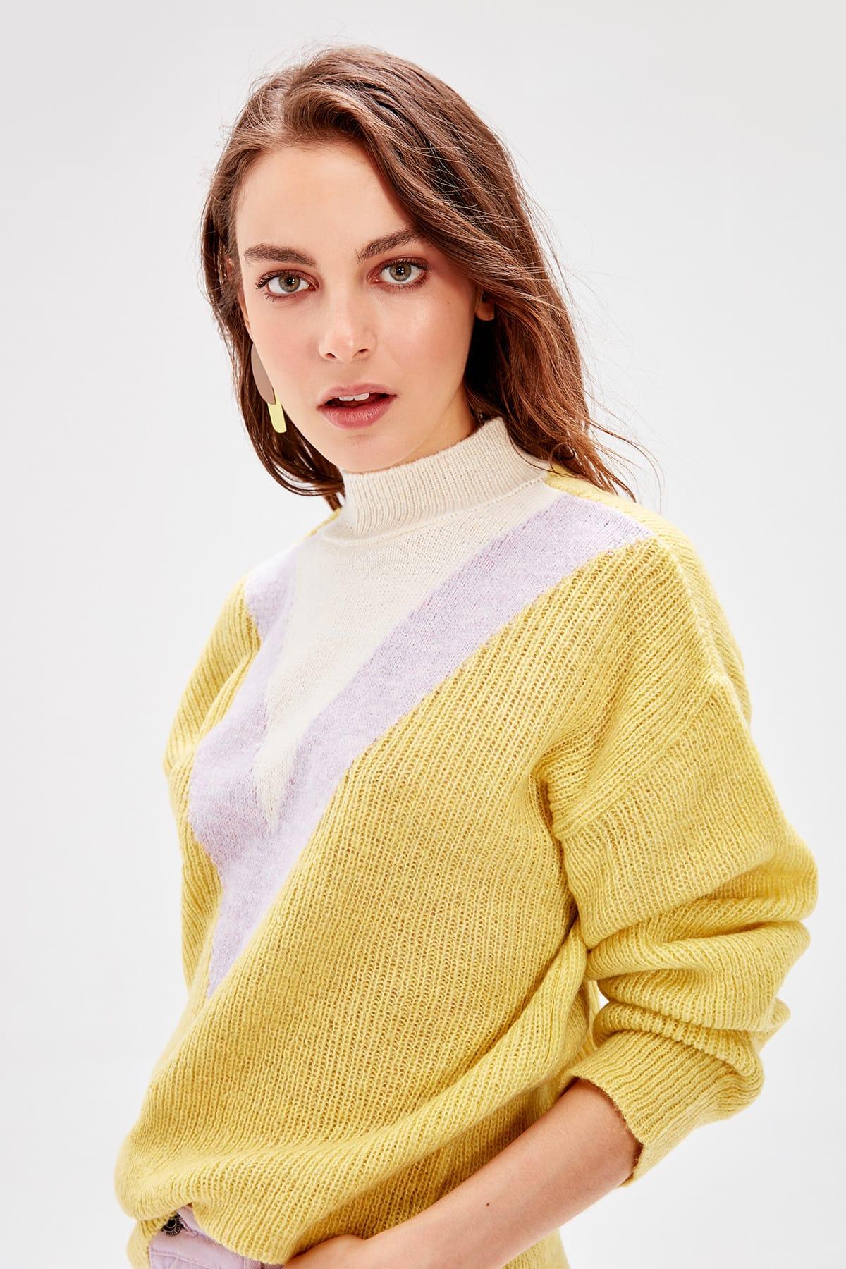 Pull-femmes-Trendyol-mod-le-jaune-pulls-col-roul-mod-le-deuxaw20za0058