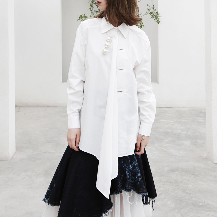 MENKAY-v-tements-bidirectionnels-boutons-de-perles-col-rabattu-manches-longues-chemise-en-coton-irr