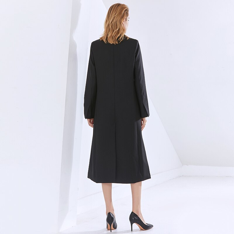 TWOTWINSTYLE-Blazer-noir-minimaliste-manches-longues-pour-femme-v-tement-f-minin-la-mode-collection-automne