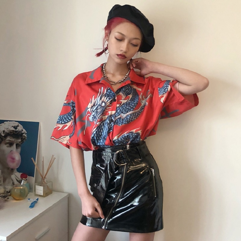 2018-t-haut-pour-femme-Harajuku-Blouse-femmes-Dragon-imprimer-manches-courtes-Blouses-chemises-femme-Streetwear