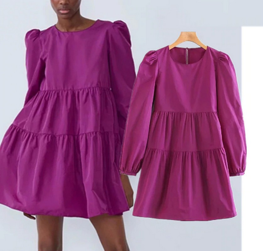 Robe Courte Babydoll à Manches Bouffantes ANAEL 2 Coloris