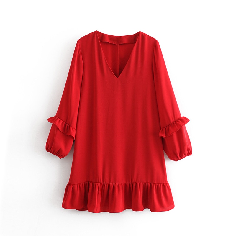 Star-luciole-automne-nouvelle-mode-Za-robe-femmes-2019-d-contract-doux-lanterne-manches-drap-col