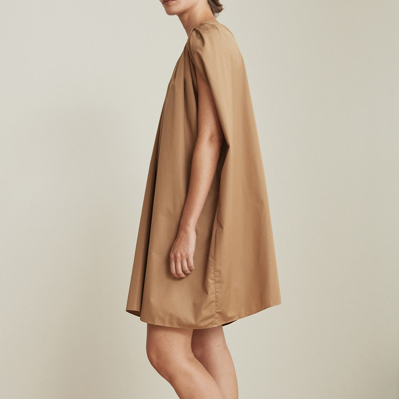 TWOTWINSTYLE-Robe-Sans-Manches-Femmes-V-Cou-Manteau-Manches-Ruch-Grande-Taille-Midi-Robes-D-t