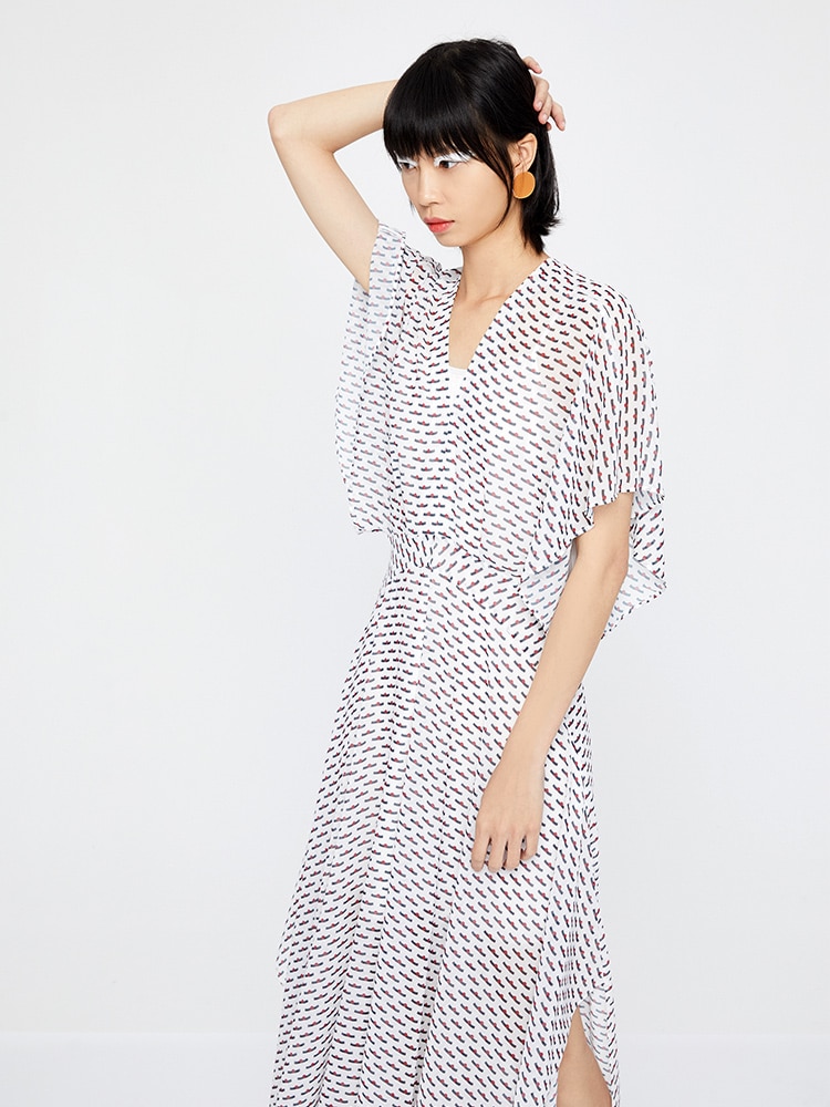 Toyouth-t-robe-en-mousseline-de-soie-pois-Boho-robe-de-plage-Vintage-manches-chauve-souris