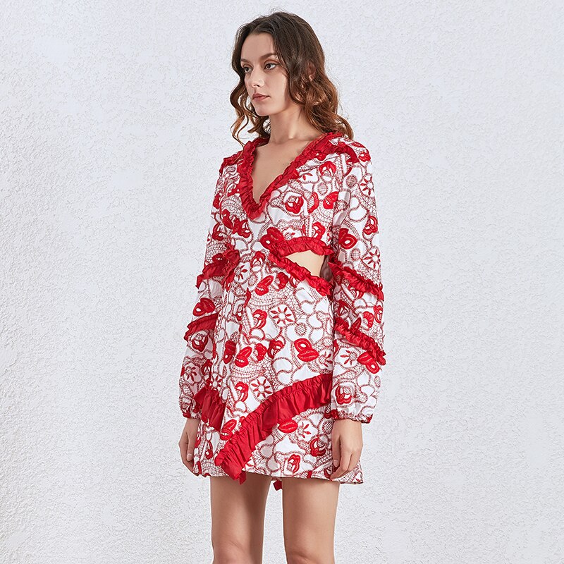 Deuxtwinstyle-imprimer-vider-robe-col-en-V-manches-longues-taille-haute-Patchwork-volants-robes-femme-2020
