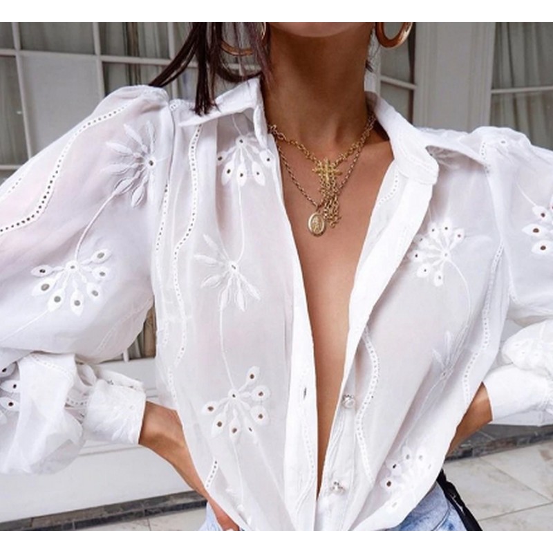 Chemisier Blanc Brodé Coton HERMOSA