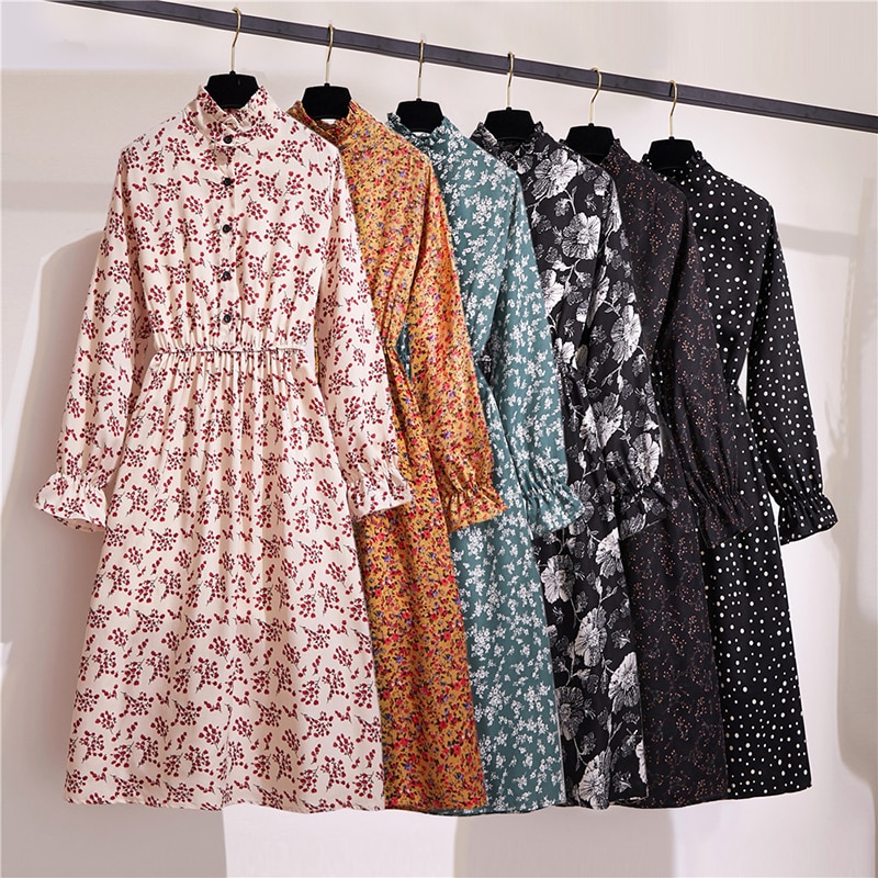 t-Vintage-imprim-fleurs-a-ligne-femmes-robe-manches-longues-mi-mollet-robes-d-contract