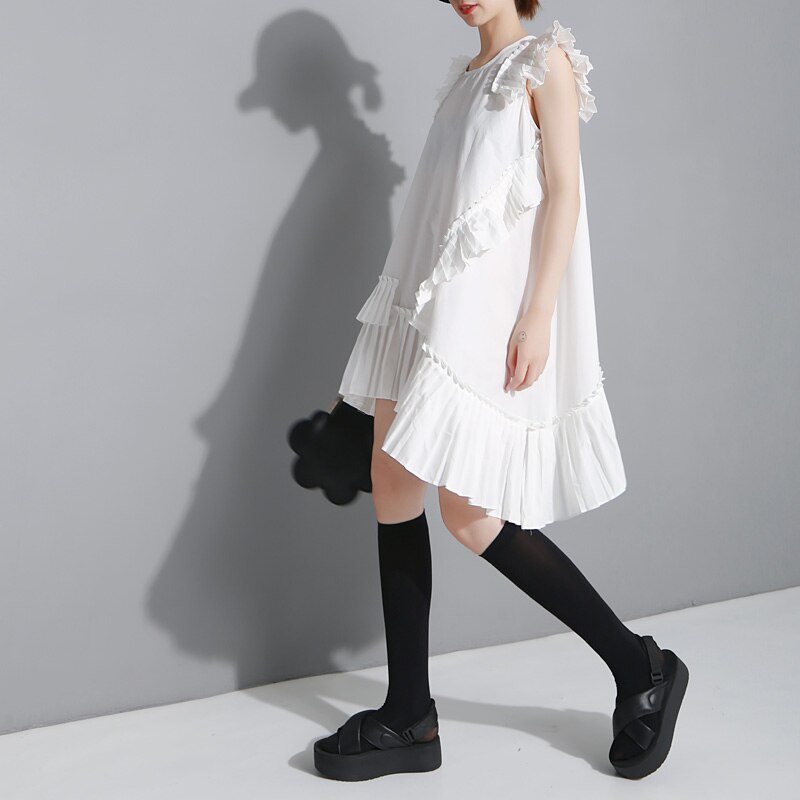2020-Style-cor-en-femmes-t-solide-noir-sans-manches-robe-pliss-e-volants-cousu-dame