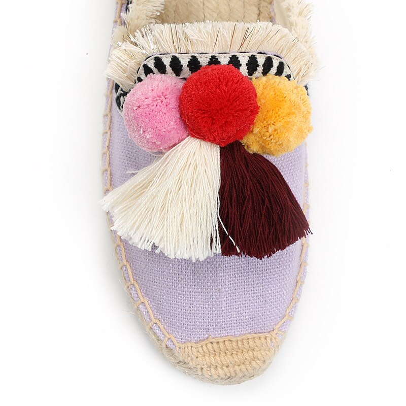 Furry-Slippers-Women-Rubber-Hemp-Colors-Tienda-Soludos-Spring-Summer-Tassel-Fluffy-Ball-Canvas-Mule-Shoes