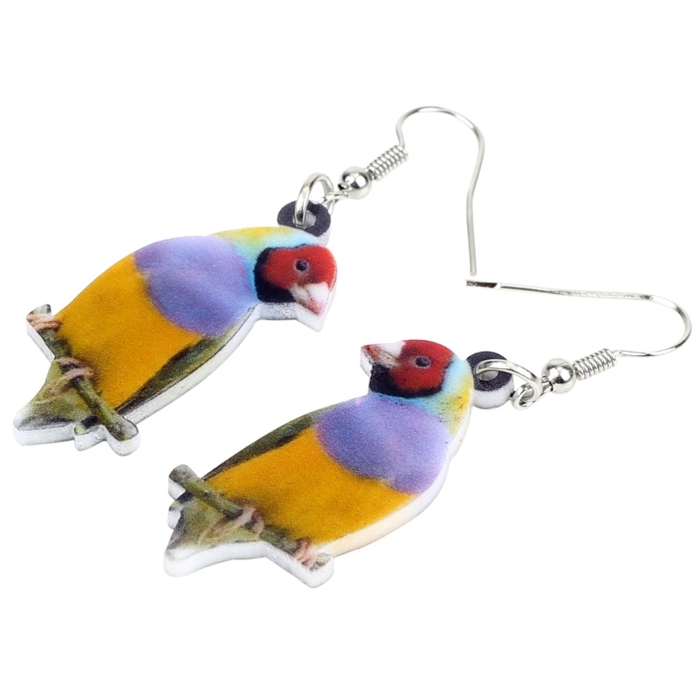 Bonsny-Acrylic-Unique-Australian-Gouldian-Finch-Bird-Earrings-Big-Long-Dangle-Drop-Colorful-Animal-Jewelry-For