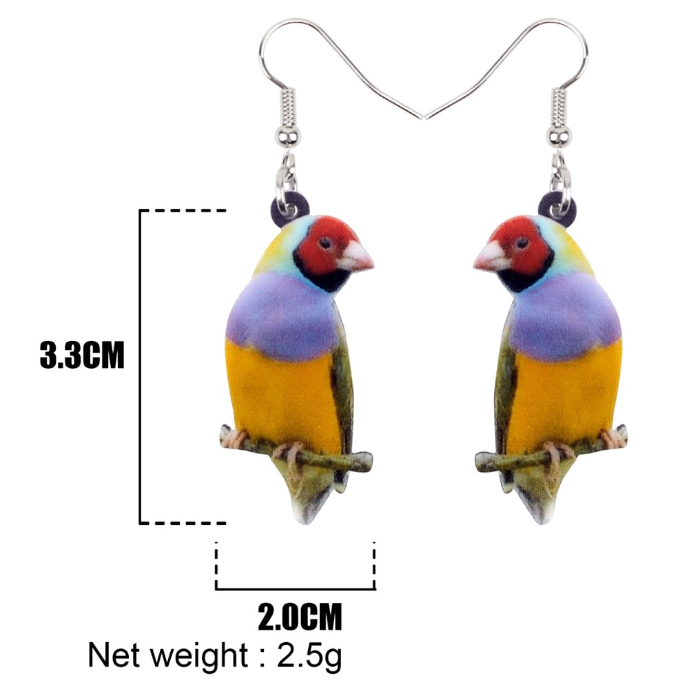 Bonsny-Acrylic-Unique-Australian-Gouldian-Finch-Bird-Earrings-Big-Long-Dangle-Drop-Colorful-Animal-Jewelry-For
