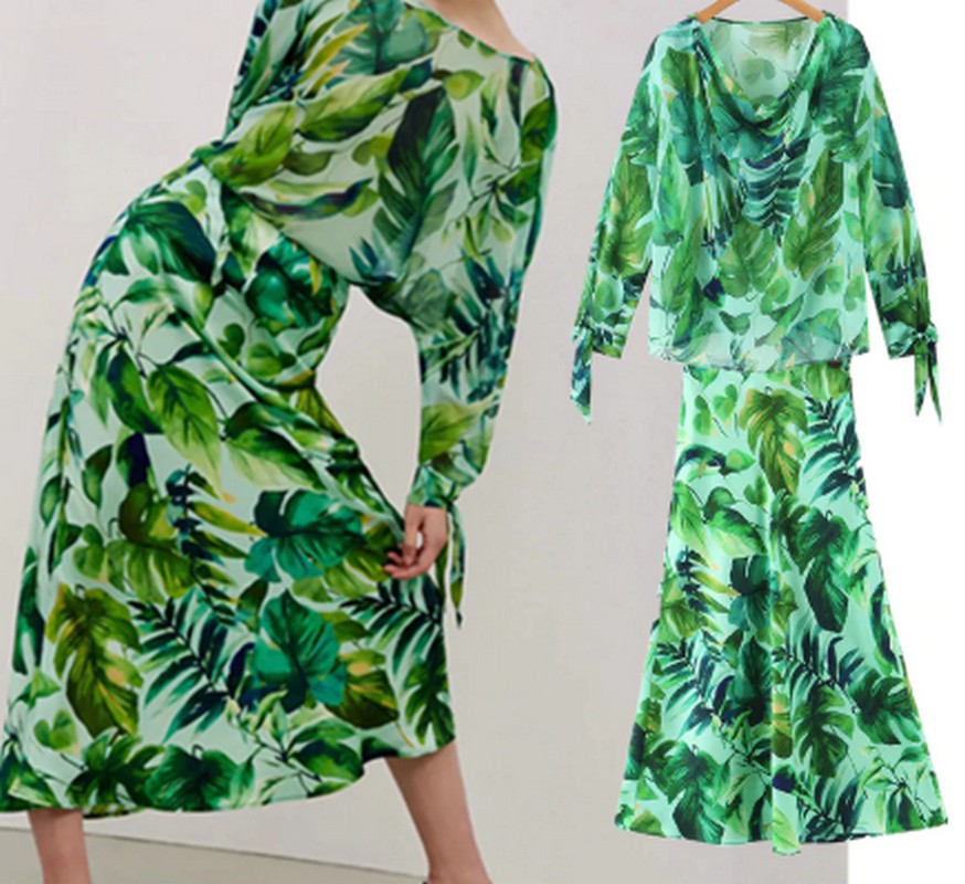 Ensemble Vert Tropical Jupe et Top HENNA