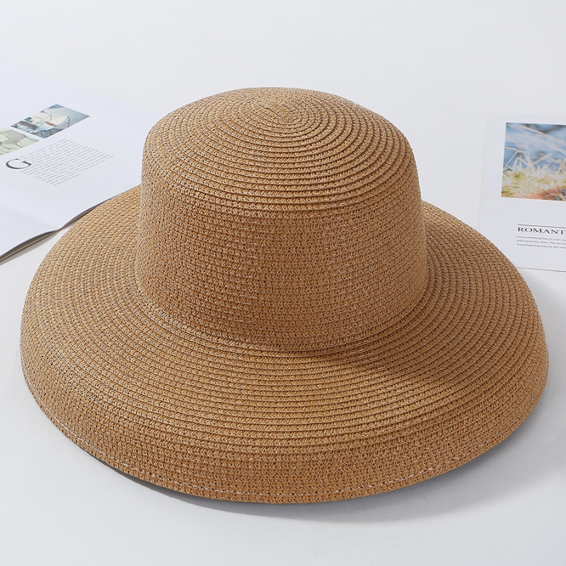 Chapeaux-de-soleil-pour-femmes-Uni-l-gant-chapeau-large-bord-chapeau-de-plage-en-paille