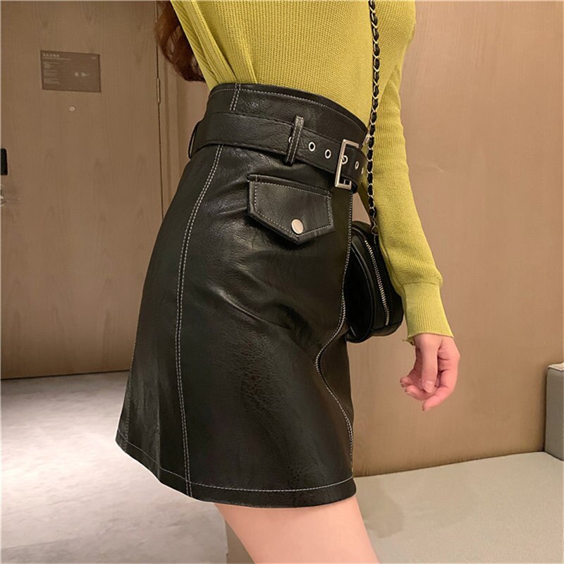 Alien-Kitty-ceinture-en-cuir-PU-pour-femmes-Mini-jupe-lanc-e-en-cuir-PU-douce