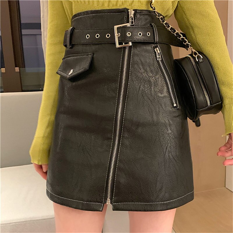 Alien-Kitty-ceinture-en-cuir-PU-pour-femmes-Mini-jupe-lanc-e-en-cuir-PU-douce