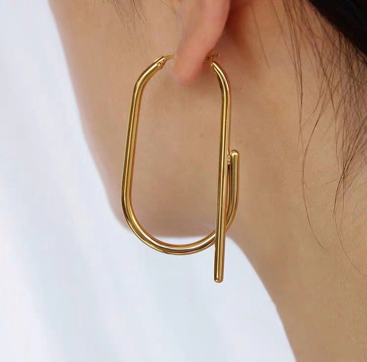 Boucles d\'oreilles Géométriques en Métal 2 Coloris