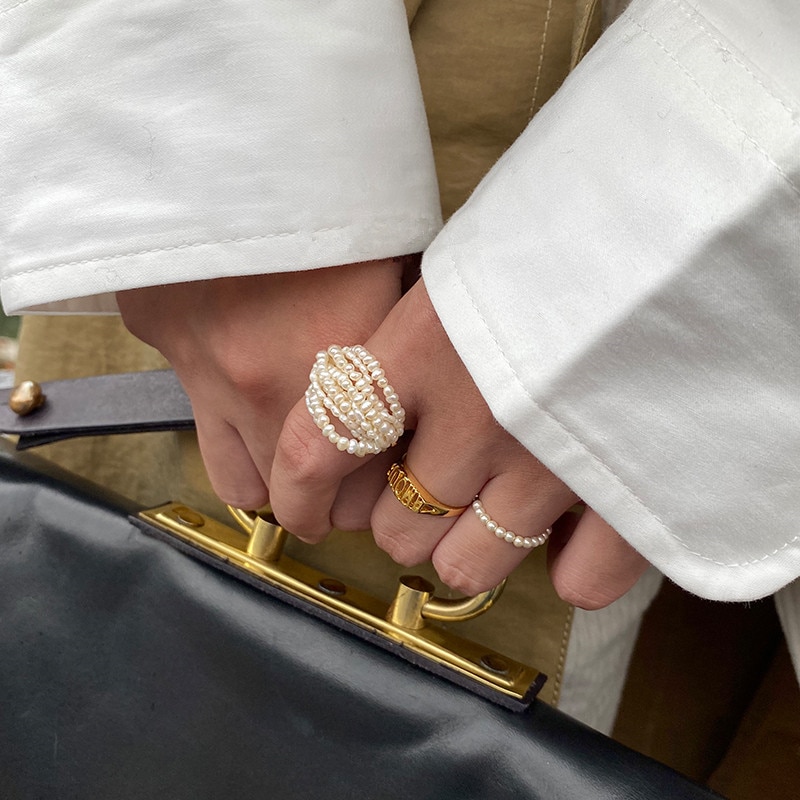 HUANZHI-2020-Retro-Multilayer-Natural-Freshwater-Pearl-Rings-Metal-Geometric-Bead-Ring-for-Women-Girls-Party
