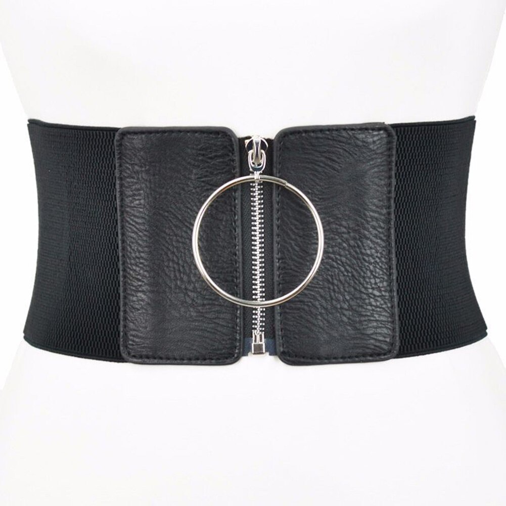 Ceinture-lastique-Super-large-pour-femmes-Version-cor-enne-de-la-bague-fermeture-clair-noire-sauvage