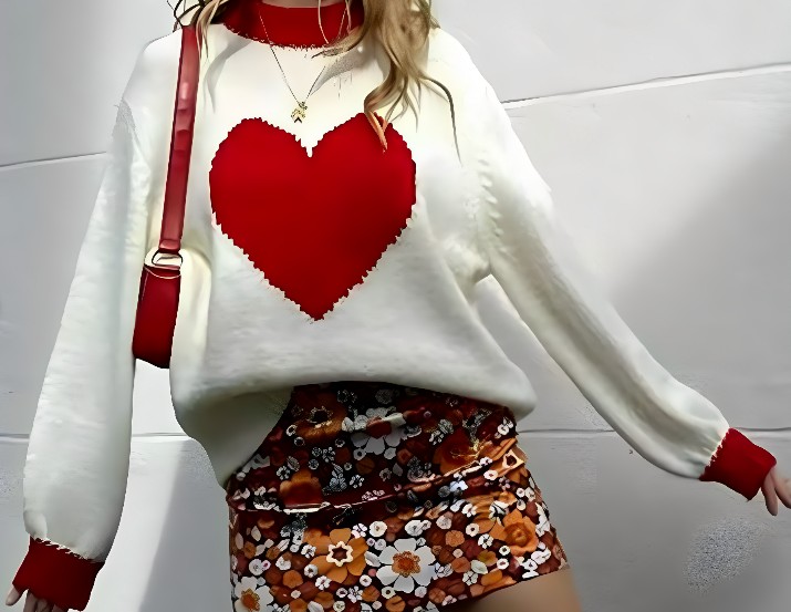 Pull Motif Coeur Simple