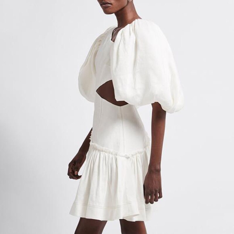 VGH-Mini-robes-jaunes-pour-femmes-col-inclin-demi-manches-taille-haute-ajour-nouvelle-mode-d