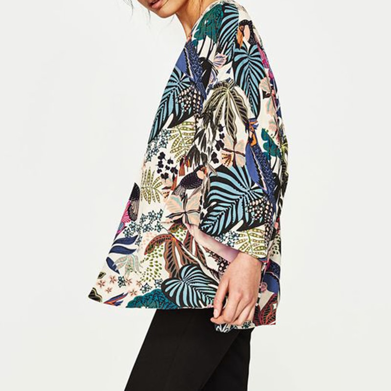 New-Women-Chiffon-Beach-Kimono-Cardigan-Bird-Leaves-Print-Open-Front-Holiday-Loose-Thin-Blouse-Beachwear