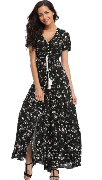 2018-longue-t-Floral-Maxi-robe-femmes-fleur-imprimer-d-contract-Split-plage-robe-dames-l