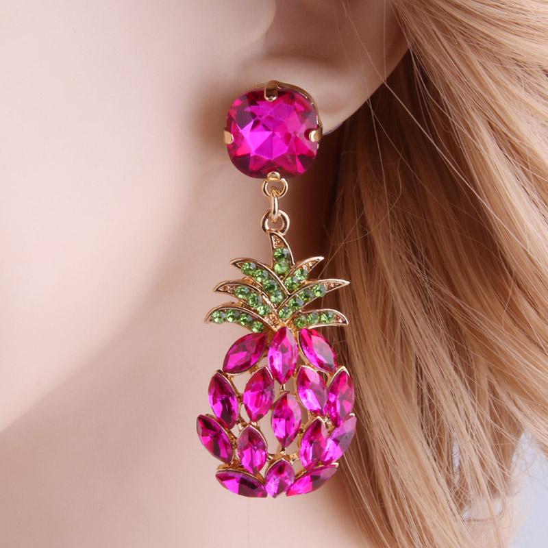 NeeFu-WoFu-Baisse-Strass-Boucle-D-oreille-Cristal-Ananas-Marque-Grande-Boucle-D-oreille-Balancent-Grand