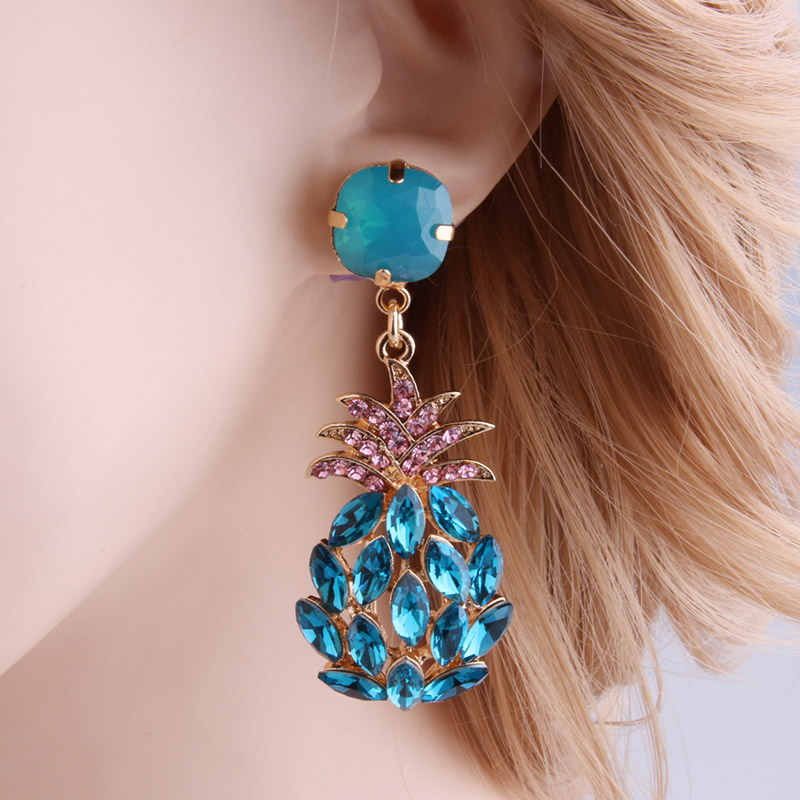 NeeFu-WoFu-Baisse-Strass-Boucle-D-oreille-Cristal-Ananas-Marque-Grande-Boucle-D-oreille-Balancent-Grand