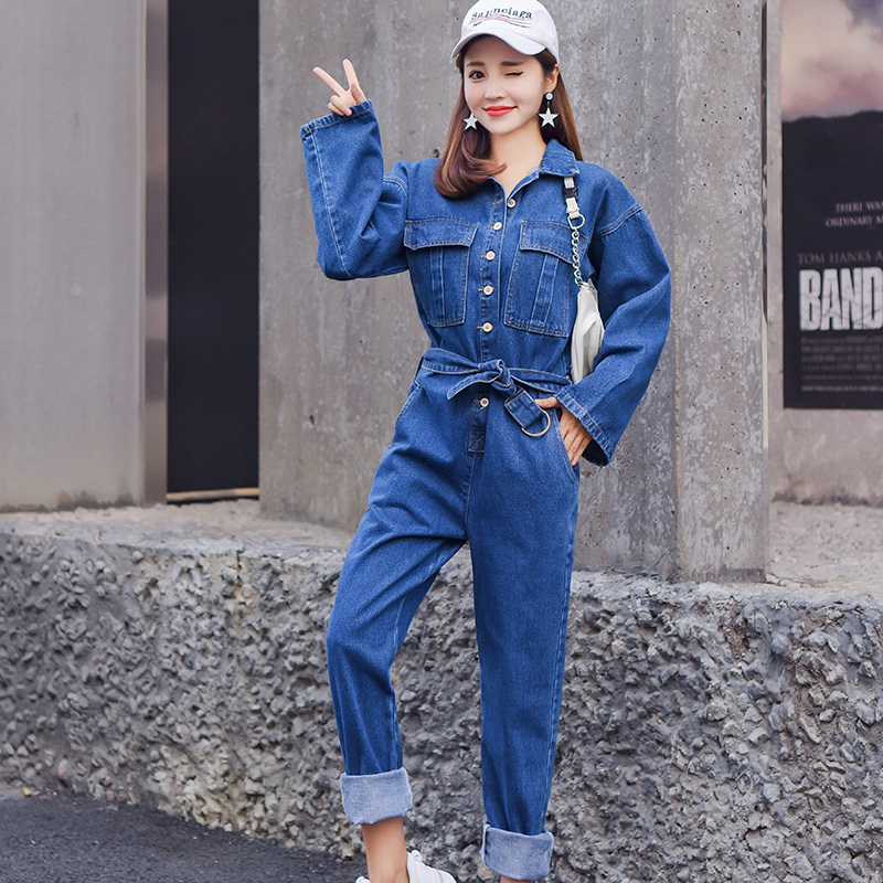 Mode-Streetwear-Style-Denim-salopette-femmes-2018-automne-manches-longues-body-taille-haute-Jeans-moulante-barboteuse