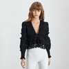 Deuxtwinstyle-col-en-V-Sexy-femmes-Blouse-lanterne-manches-Perspective-vider-volants-mince-solide-chemise-femme