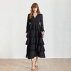 TWOTWINSTYLE-Summer-V-Neck-Long-Sleeve-Hollow-Out-Midi-Women-s-Dress-Ruffle-High-Waist-A