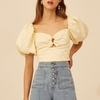 TWOTWINSTYLE-Spring-Casual-Women-Blouse-Square-Collar-Puff-Sleeve-Hollow-Out-Solid-Slim-Short-Shirt-Female