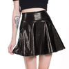 OLIGITUM-New-High-Waist-PU-Skirts-Women-Casual-Mini-Gold-Skirt-Faux-Leather-Skirt-Skater-PleatedFemale