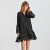 Deuxtwinstyle-robe-cor-enne-droite-pour-femmes-Flare-manches-O-cou-bouton-dentelle-Patchwork-robes-femme