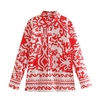 Zevity-chemisier-Smock-pour-femmes-Vintage-rouge-Totem-imprim-Floral-bureau-d-contract-Chic-ample-LS9475