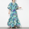 TWOTWINSTYLE-robe-Vintage-imprim-Floral-pour-femmes-col-rond-manches-courtes-bouffantes-taille-haute-pliss-e