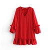 Star-luciole-automne-nouvelle-mode-Za-robe-femmes-2019-d-contract-doux-lanterne-manches-drap-col