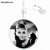 Pour-filles-cadeau-Audrey-Hepburn-verre-cristal-Bronze-argent-dor-Clip-oreille-crochet-boucles-d-oreille