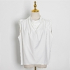 TWOTWINSTYLE-T-shirt-col-roul-pour-femme-mod-le-sans-manches-fronc-couple-ample-minimaliste-v