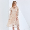 TWOTWINSTYLE-Vintage-Patchwork-Lace-Floral-Mesh-Dress-For-Women-Long-Sleeve-High-Waist-A-Line-Oversized