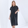 Deuxtwinstyle-surdimensionn-solide-robe-pour-femmes-col-montant-manches-courtes-d-contract-ample-Vintage-robes-femme