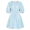 VGH-Bleu-D-contract-vider-Robe-Pour-Femmes-O-Cou-Bouff-e-Manches-Courtes-Taille-Haute