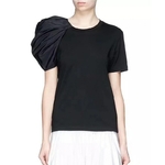 Deuxtwinstyle-femmes-T-shirts-bouff-e-manches-courtes-O-cou-Patchwork-hauts-asym-triques-femme-d