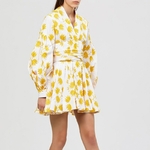 TWOTWINSTYLE-Summer-Print-Embroidery-Women-Dress-V-Neck-Lantern-Sleeve-High-Waist-Lace-Up-Mini-Dresses