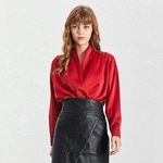 Deuxtwinstyle-Patchwork-solide-t-drap-Blouse-femmes-col-en-V-manches-longues-Slim-chemise-hauts-femme