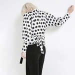 TWOTWINSTYLE-Polka-Dot-Kimono-Shirt-Blouse-Women-V-Neck-Lantern-Sleeve-Lace-up-Chiffon-Tops-Female