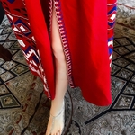 TWOTWINSTYLE-Embroidery-Dress-Female-V-Neck-Lantern-Sleeve-Print-Belt-Tassel-High-Waist-Split-Long-Holiday