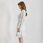 TWOTWINSTYLE-Elegant-Hollow-Out-Dresses-For-Women-V-Neck-Lace-Up-Long-Sleeve-High-Waist-Mini