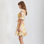 TWOTWINSTYLE-Print-Dress-Female-O-Neck-Flare-Half-Sleeve-High-Waist-Lace-Up-Mini-Dresses-Women