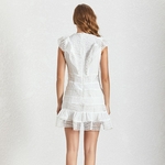TWOTWINSTYLE-Summer-Hollow-Solid-Out-Sleeveless-Women-Dress-O-Neck-High-Waist-Silm-Ruffles-Mini-Dresses